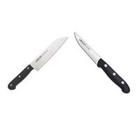 Arcos Cuchillo Universal Santoku 170Mm, Acero Inoxidable, Plateado, 33X7X2 Cm + Maitre, Cuchillo Verduras, Acero Inoxidable Nitrum 100 Mm, Mango Polipropileno Negro