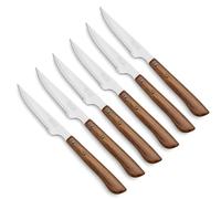 Arcos Cuchillos Carne | 6 pzas | Cuchillos chuleteros Set Cuchillo de Mesa Sierra | Mango Madera | Hoja 110 mm | Cuchillos Carne Mesa | Apto lavavajillas | Envase Carton | Ecologico