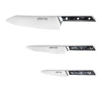 ARCOS Eclipse - Set de 3 Cuchillos de Cocina - Acero Inoxidable Forjado Nitrum® - Mango de Acrílico Negro Nacarado