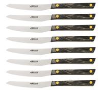 ARCOS Flysch - Cuchillo Chuletero Serrado (110 / 230 mm) - Acero Inoxidable Nitrum® - Mango de Acrílico - 373800 - PACK 8