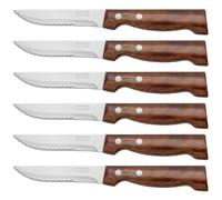ARCOS Forest - Cuchillo Churrasco / Chuletero (110 mm) - Acero Inoxidable Nitrum® - Mango de Madera de Haya - PACK 6