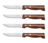 ARCOS Forest - Cuchillo Churrasco / Chuletero (110 mm) - Acero Inoxidable Nitrum® - Mango de Madera de Haya - PACK 4