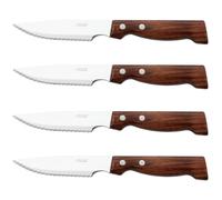 ARCOS Forest - Cuchillo Churrasco / Chuletero (120 mm) - Acero Inoxidable Nitrum® - Mango de Madera de Haya - PACK 4