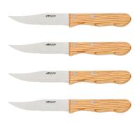 ARCOS Forest - Cuchillo Churrasco / Chuletero (125 mm) - Acero Inoxidable Nitrum® - Mango de Madera de Encina - PACK 4