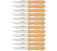 ARCOS Forest - Cuchillo Churrasco / Chuletero (125 mm) - Acero Inoxidable Nitrum® - Mango de Madera de Encina - PACK 12