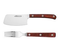 ARCOS Forest - Set Macheta + Tenedor Chuletero - Acero Inoxidable - Mango de Madera Comprimida - 3746/4710