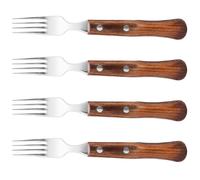 ARCOS Forest - Tenedor Churrasco / Chuletero (90 / 206 mm) - Acero Inoxidable 18/10 - Mango de Madera de Haya - PACK 4