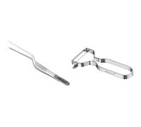 Arcos Gadgets Profesionales, Pinzas para Emplatar, Acero Inoxidable 140 mm, Color Gris & Gadgets Profesionales, Pelador de Frutas Pelador de Verdura, Acero Inoxidable Cromado, Color Plata, 110 mm