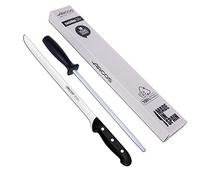 Arcos jamonero Profesional | Cuchillo jamonero jamonero Inoxidable Nitrum | Mango Negro | Cuchillo Jamon iberico | Serie Maitre| Hoja Flexible y Filo Liso | 275 mm | Acero Inoxidable NITRUM