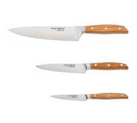 ARCOS José Andrés - Set de 3 Cuchillos de Cocina - Acero Inoxidable Forjado Nitrum® - Mango de Madera Natural de Encina
