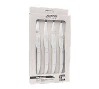 Arcos Juego 4 cuchillos chuleteros – Acero NITRUM 110 mm – Mango PP Blanco microperlado