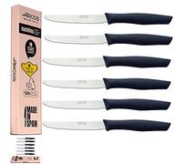 Arcos Juego Cuchillos Carne | Cuchillo chuleteros | Cuchillos Carne Cuchillos Mesa | 6 Uds | Hoja 110 mm | Acero Inoxidable | Mango Nylon | Apto lavavajillas | Envase Ecológico (Filo Liso)