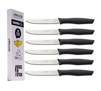 Arcos Juego Cuchillos Carne | Cuchillo chuleteros | Cuchillos Carne Cuchillos Mesa | 6 Uds | Hoja 110 mm | Acero Inoxidable | Mango Nylon | Apto lavavajillas | Envase Ecológico (Filo Serrado)