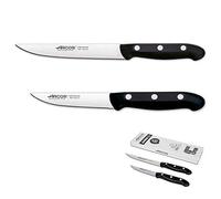 Arcos Juego Cuchillos Cocina | 2 pzas |Profesional (150 mm) | Cuchillo Cortador Verduras (100 mm)| Acero Inoxidable Nitrum | Mango Negro | Envase Eco