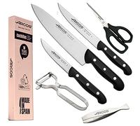 Arcos Juego Cuchillos Cocina cuchillos | Cuchillo profesional | 6 piezas | Chef 215 mm + Cocina 150 mm, Verduras 100 mm + Tijera cocina + Pelador de fruta y verdura + Pinza para pescado