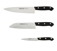 Arcos Juego Cuchillos Cocina Profesionales| Cuchillos Cocina Profesional Set Cuchillos | Mango Negro (3 Piezas)