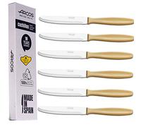 Arcos Juego Cuchillos Mesa | 6 Uds | Cuchillo Postre | Cuchillos Mesa | Cuchillo Carne | Hoja 105 mm | Acero Inoxidable Martensítico | Mango Polipropileno | Apto lavavajillas | Envase Ecológico