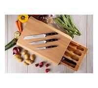 Arcos Juego Cuchillos Set Cuchillos Tacoma Cuchillos 5 piezas 4 Cuchillos Forjados + Tabla de corte con cajonera Cuchillos Serie Manhattan Acero Inoxidable Nitrum