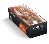 Arcos Juego 12 cubiertos 377700 Gregorio – acero inoxidable, mango de haya, marrón
