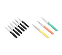 Arcos Juego de 6 Cuchillos Mondadores con Hoja de 100mm en Acero Inoxidable y Mango de Polipropileno & Set Cuchillos Mondadores de Cocina. 3 Piezas Acero Inoxidable, para Pelar Frutas y Verduras