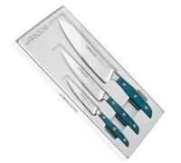 Arcos – Set de 3 cuchillos Brooklyn – Acero NITRUM® 100/150/190 mm, mango Micarta azul