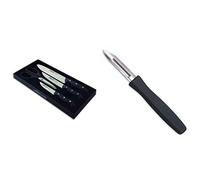 Arcos-Juego de cuchillos + Maitre Cuchillo Panero, Acero Inoxidable, Negro, 210 mm