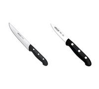 Arcos Maitre, Cuchillo Cocina, Acero Inoxidable Nitrum 180 Mm, Mango Polipropileno Negro + Maitre, Cuchillo Mondador, Acero Inoxidable Nitrum 80 Mm, Mango Polipropileno Negro