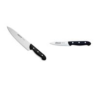 Arcos Maitre, Cuchillo Cocinero, Acero Inoxidable Nitrum 215 mm, Mango Polipropileno Negro & Maitre, Cuchillo Mondador, Acero Inoxidable Nitrum 100 mm, Mango Polipropileno Negro
