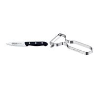 Arcos Maitre, Cuchillo Mondador, Acero Inoxidable Nitrum 100 mm, Mango Polipropileno Negro & Gadgets Profesionales, Pelador de Frutas Pelador de Verdura, Acero Inoxidable Cromado, Color Plata, 110 mm