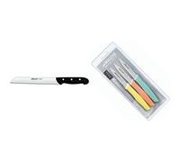 Arcos Maitre, Cuchillo Panero, Acero Inoxidable Nitrum Serrada 210 mm, Mango Polipropileno Negro & Nova, Cuchillos Mondadores, Acero Inoxidable, Multicolor, 85 mm (Paquete de 3)