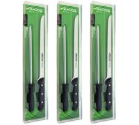 ARCOS Maitre - Set Cuchillo Jamonero (275 mm) + Chaira (230 mm) - Hoja de Acero Inoxidable Nitrum® - Mango Negro de Polipropileno (PP) - 151900 - PACK 3