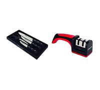 Arcos Maitre - Set de 3 cuchillos y tijera (4piezas) + 610600 - Afilador con mango