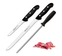 ARCOS Maitre - Set Jamonero Profesional en Acero Inoxidable, Deshuesador y Chaira