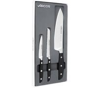 ARCOS Manhattan - Set de 3 Cuchillos (100 / 130 / 190 mm) - Acero Inoxidable Forjado Nitrum® - Mango POM - Estuche Regalo