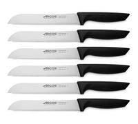 ARCOS Niza - Cuchillo Panero (200 mm) - Hoja de Acero Inoxidable Nitrum® - Mango Negro de Polipropileno (PP) - 135700 - PACK 6