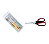 Arcos Nova, Cuchillos Mondadores, Acero Inoxidable, Multicolor, 85 mm (Paquete de 3) & Tijeras de Cocina, Hoja de Acero Inoxidable 210 mm, Mango de Polipropileno Color Negro y Rojo