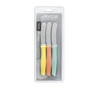 Arcos Nova - Set 3 Cuchillos Mantequilla - Acero Inoxidable 70 mm - Mango en color menta, naranja y limon