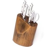 ARCOS Riviera Blanc - Bloque de 4 Cuchillos + 1 Tijeras - Acero Inoxidable Forjado Nitrum® - Mango de POM - Taco de Madera