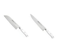 Arcos Riviera Blanc Cuchillo Santoku, 180 mm (estuche) + Riviera Blanc Cuchillo de cocinero, 200 mm (estuche)