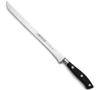 ARCOS Riviera - Cuchillo Jamonero Alveolado (250 mm) - Acero Inoxidable Forjado Nitrum® - Mango Negro de Polioximetileno