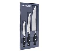 Arcos Riviera - Juego de Cuchillos de Cocina (Mondador + 2 Cuchillo Chef) - Acero Inoxidable Forjado NITRUM - Mango POM - Color Negro