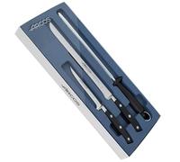 Arcos Set Corte 3 piezas Acero Inoxidable Nitrum y Hoja mm. Cuchillo Cocina Profesional 753 gr para Cortar una Variedad Alimentos con Mango Ergonómico Polioximetileno POM. Serie Riviera. Color Negro.