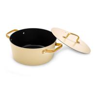 ARCOS Samoa Iconic Beige - Cacerola Antiadherente Cerámico (24 cm) - Aluminio Forjado - Asas Doradas de Acero Inoxidable