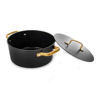 ARCOS Samoa Iconic Negro - Cacerola Antiadherente Cerámico (24 cm) - Aluminio Forjado - Asas Doradas de Acero Inoxidable