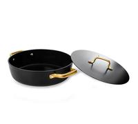 ARCOS Samoa Iconic Negro - Cacerola Baja Antiadherente Cerámico (28 cm) - Aluminio Forjado - Asas Doradas de Acero Inoxidable