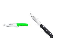 Arcos Serie 2900, Cuchillo Cocinero, Hoja De Acero Inoxidable Nitrum De 200 Mm + Maitre, Cuchillo Verduras, Acero Inoxidable Nitrum 100 Mm, Mango Polipropileno Negro