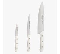 Arcos Serie Artika - Set de Cuchillos de Cocina 3 piezas (Mondador + Cocina + Chef) - Hoja de Acero Inoxidable NITRUM - Mango de Polipropileno Color Blanco