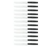 Arcos Serie Cuchillos de Mesa Caja 12 uds Cuchillo Mesa, Hoja Serrada de Acero Inoxidable NITRUM de 130 mm, Mango Nylon Color negro (12 UDS)