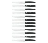 Arcos Serie Cuchillos de Mesa Caja 12 uds Cuchillo Postre, Hoja Serrada de Acero Inoxidable NITRUM de 110 mm, Mango de Nylon Color negro (12 UDS)