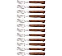 Arcos Serie Cuchillos de Mesa Caja 12 uds Tenedor, Tenedor de Acero Inoxidable 18/10 de 200 mm, Mango Madera Comprimida Color marrón (12 UDS)